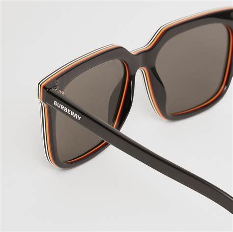 burberry trench collection square frames|Stripe Detail Square Frame Sunglasses in Black.